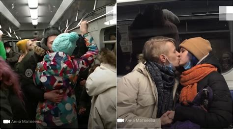 Group Stage Kissing Protest Against COVID Restrictions On Nightlife In Russian City
