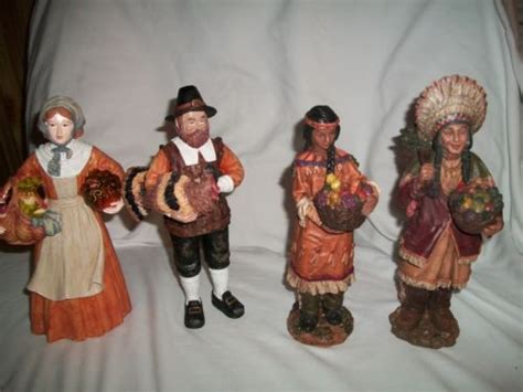 Thanksgiving Pilgrim And Native American Indian Figurines