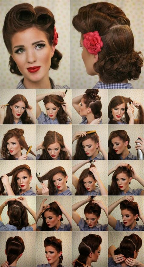 vintage look pin up victory rolls complete hair style tutorial style hunt world