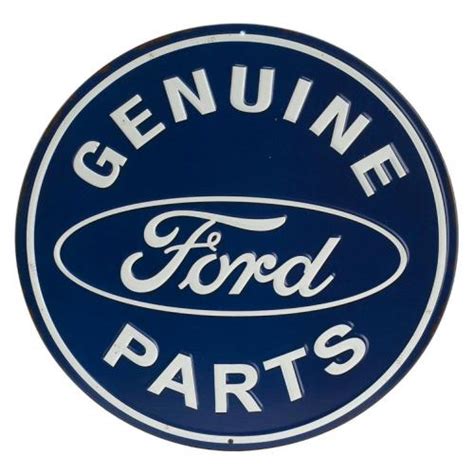 Ford Genuine Parts Round Embossed Sign Blue Oval Trucks