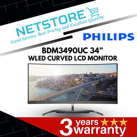Philips 34 Curved Ultrawide Lcd Monitor Bdm3490uc 3440x1440 60hz