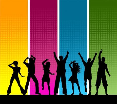 Silhouettes Of A Group Of People Dancing Vector Free Download