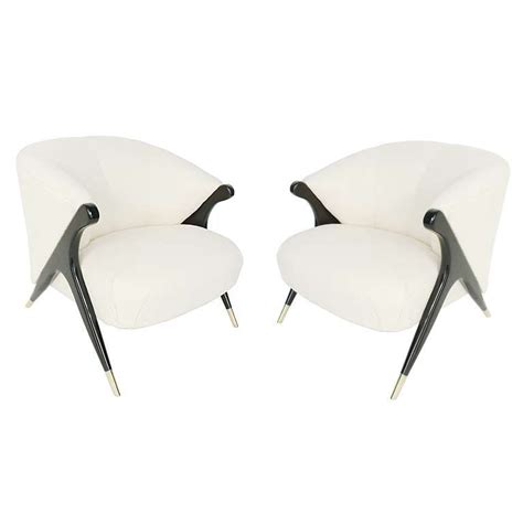 Pair Of Sculptural Modernist Lounge Chairs By Karpen Vintage Mid