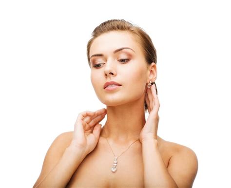 Premium Photo Beauty And Jewelry Concept Woman Wearing Shiny Diamond Earrings
