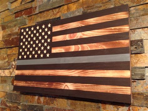 Rustic Flag Wooden Flag American Flag Flag With Gray Line Etsy