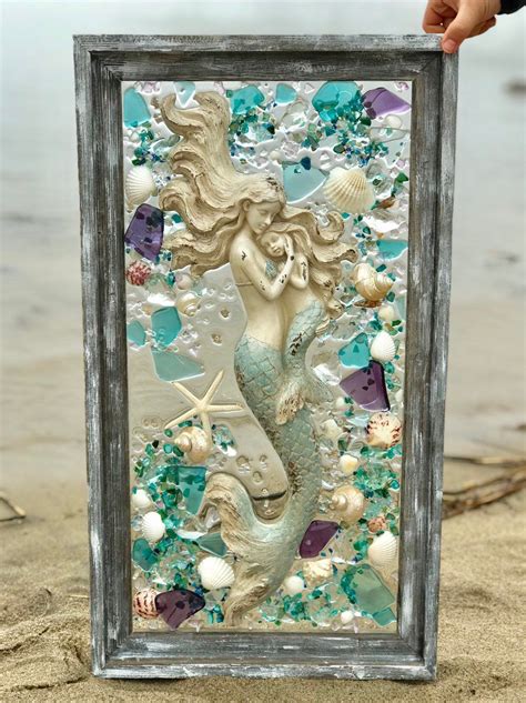 Sea Glass Mosaic Sea Glass Art Stained Glass Art Sea Crafts Sea Glass Crafts Mosaic Crafts