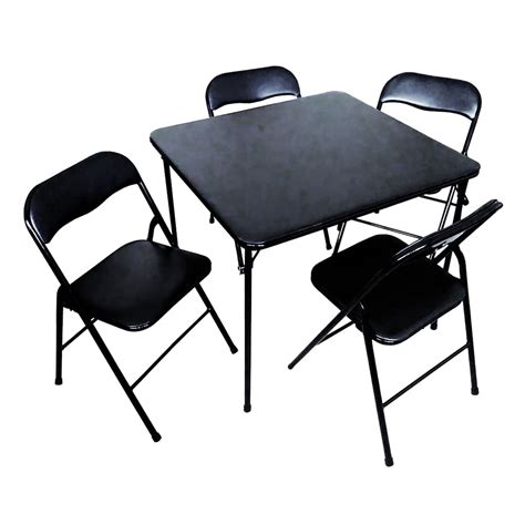 5 Piece Folding Card Table Set In Black Plastic Development Group