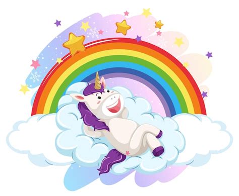 Free Vector Cute Unicorn In The Pastel Sky Background
