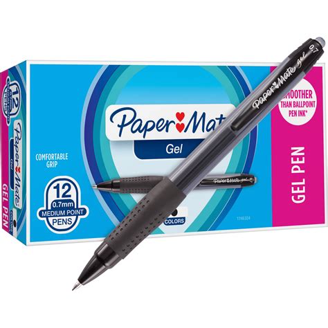 paper mate retractable gel pens medium point 0 7 mm black barrel black ink pack of 12