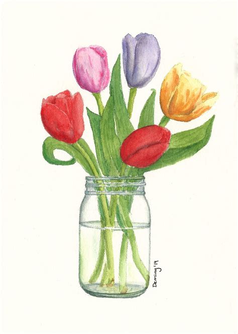 Spring Tulips Watercolor Print Art Print Watercolor | Etsy | Watercolor flowers, Watercolor ...