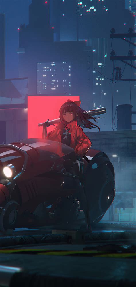 1080x2280 Anime Girl With Cyber Bike 4k One Plus 6huawei P20honor