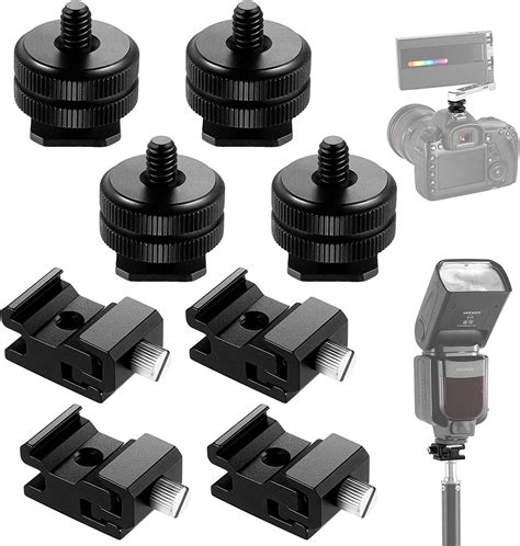 Neewer 8 Piece 14 Cold Shoe Mount And Hot Shoe Flash Stand Adapter