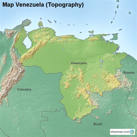 Stepmap Map Venezuela Topography Landkarte Für Venezuela