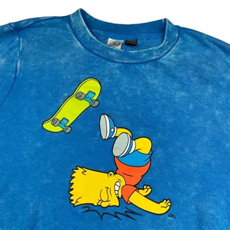 Vtg The Simpsons Bart Simpson Mens Skateboard Face Plant Sweatshirt