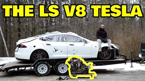 Building The Worlds First V8 Swapped Tesla Youtube