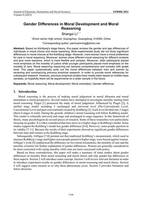 Pdf Gender Differences In Moral Development And Moral Reasoning