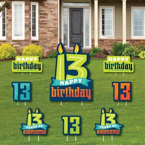 Boy 13th Birthday Yard Sign And Outdoor Lawn Decorations Official