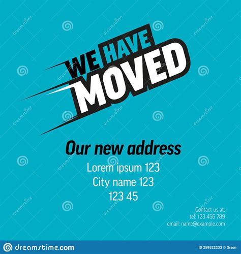 We Have Moved Blue Minimalistic Flyer Template Stock Vector