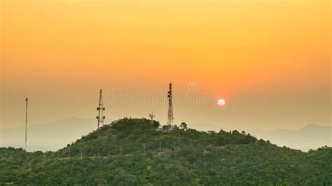 Sunset Over Mountain In Evening Stock Photo Image Of Outdoor High