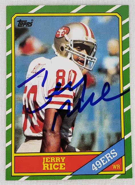Please see scans for more details regarding the card. Lot Detail - Jerry Rice Signed 1986 Topps #161 Rookie Reprint Card (JSA COA)