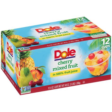 24 Cups Dole Fruit Bowls Cherry Mixed Fruit In 100 Fruit Juice 4 Oz