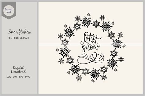 Cut File For Cricut Let It Snow With Snowflakes Snowflake Svg Christmas