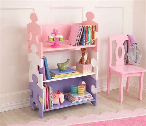 Kid Kraft Puzzle Bookcase Pastel 14415 Puzzle Design Deep Shelves