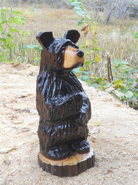 Original Chainsaw Carved Wood Black Bear Hand By Alwayscarving