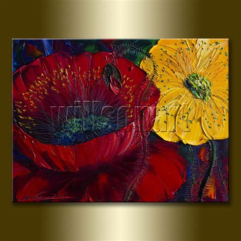 Poppy Flower Giclee Canvas Print Modern Floral Art From Original Oil