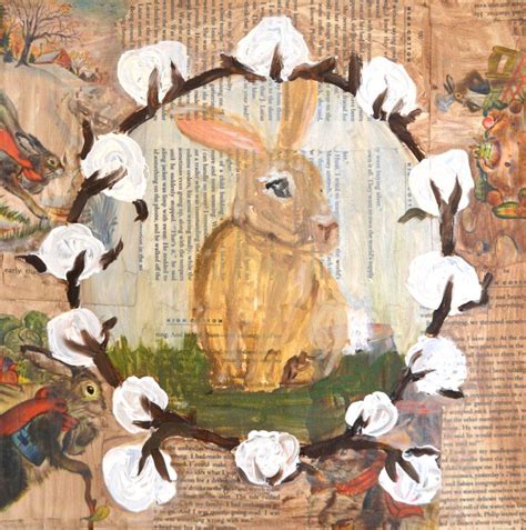 Bunny Rabbit In Cotton Wreath Cottontails Art Print Art Art Prints