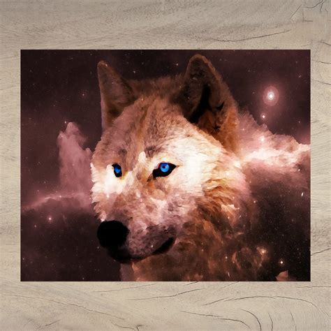 Watercolor - Watercolor Galaxy - Watercolor Wolf - Wolf with Blue Eyes - Red Galaxy - Watercolor ...