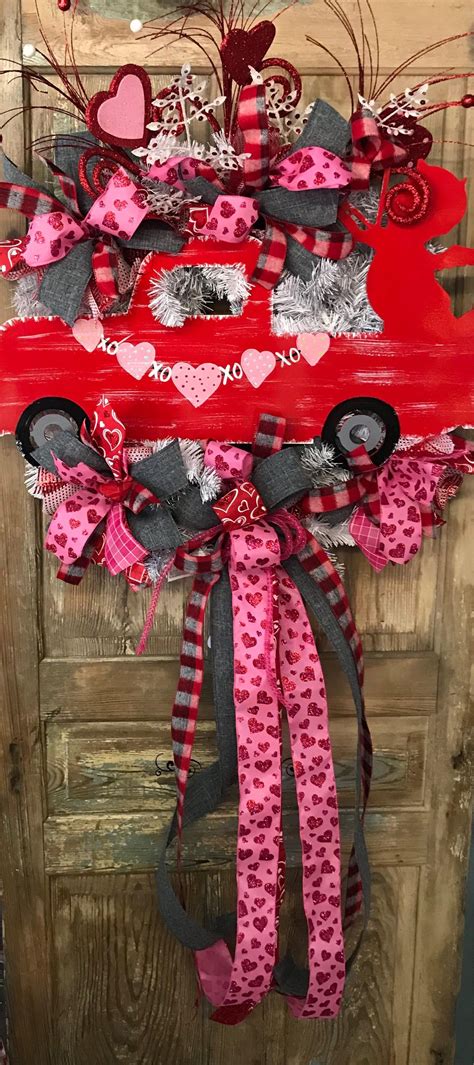 Valentine Wreath Red Truck Wreath Truck Wreath Front Door Wreath