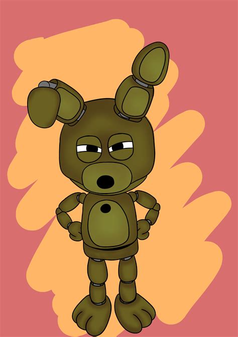 The suit is a drab olive color, with darker colors on his stomach and the insides of his ears. springtrap when people call him cute : fivenightsatfreddys
