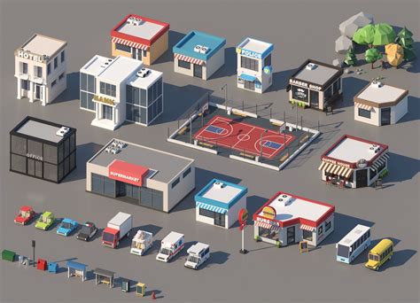 D Model Low Poly City Pack Vr Ar Low Poly Cgtrader