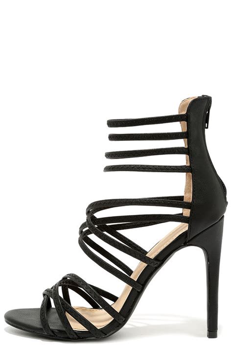 Sexy Black Heels Caged Heels Dress Sandals 3200 Lulus