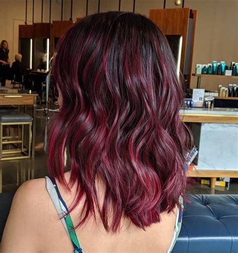 Black Hair Red Tips Black Hair With Red Highlights Deep Red Hair Red Hair Inspo Short Red