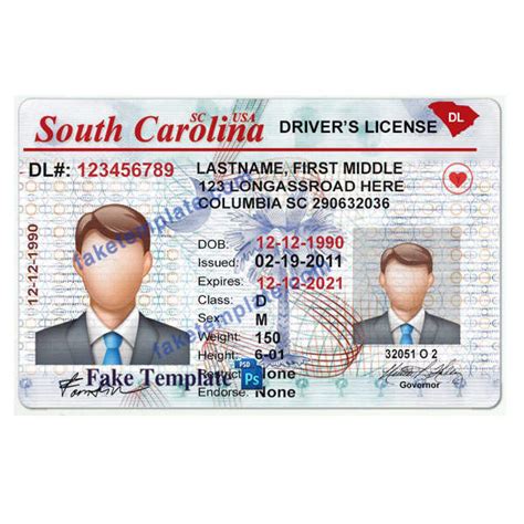 Sc Drivers License Template V2 South Carolina Drivers License Fake