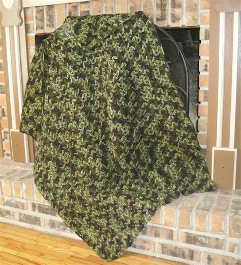 Handmade Camouflage Afghan Throw Crochet