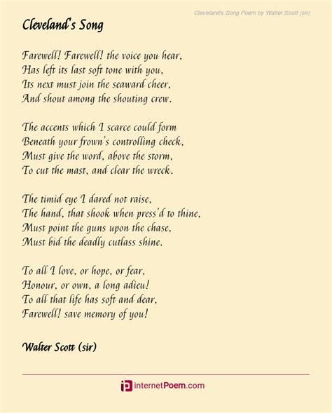 Cleveland S Song Poem By Walter Scott Sir