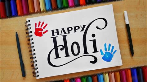 How To Draw Happy Holi Calligraphy Holi Drawing Youtube