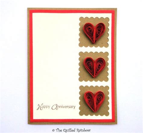 Items Similar To Handmade Anniversary Card Quilled Hearts Valentines