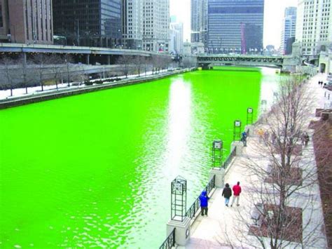 The Chicago River Is Dyed Green For The St Patricks Day T