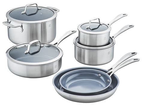 cookware zwilling ceramic pc spirit stainless steel nonstick henckels ply sets pans kitchen coated piece stick non walmart amazon cook