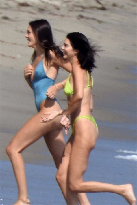 Kendall Jenner Spotted In A Lime Green Bikini As She Cools Off In The Ocean In Malibu