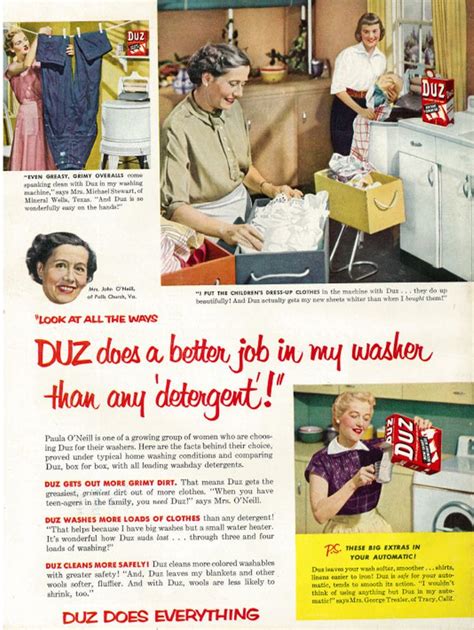 1953 Ad Duz Laundry Detergent And Atomic Era Housewives Duz Does