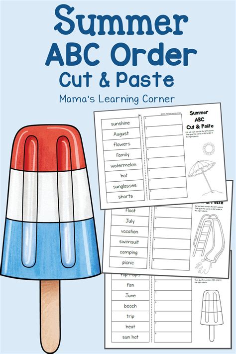 Kids love our free online games! Summer Cut and Paste: ABC Order Worksheets - Mamas Learning Corner