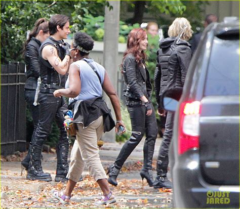 Lily Collins Jamie Campbell Bower Mortal Instruments Set Photo