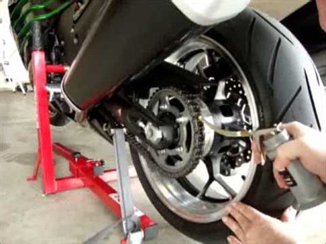 For instructions on how to clean and lubricate a chain, as well as lubricant recommendations, read this post: Vic's how to: Lube motorcycle chain with gear oil - YouTube