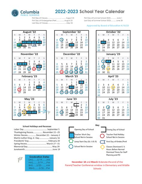 About Columbia Public Schools Calendar School Year