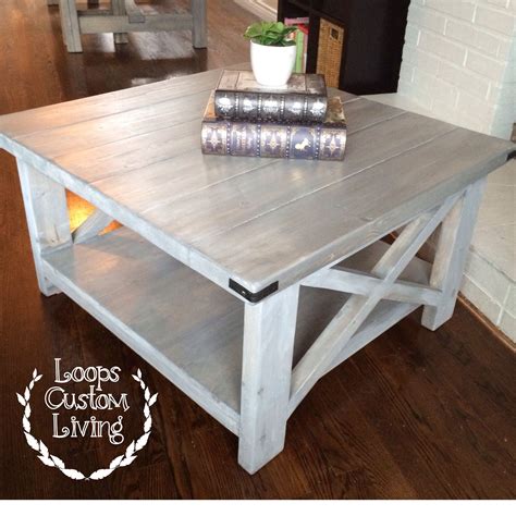 The polished stainless steel base boasts an. White washed grey industrial square coffee table ...